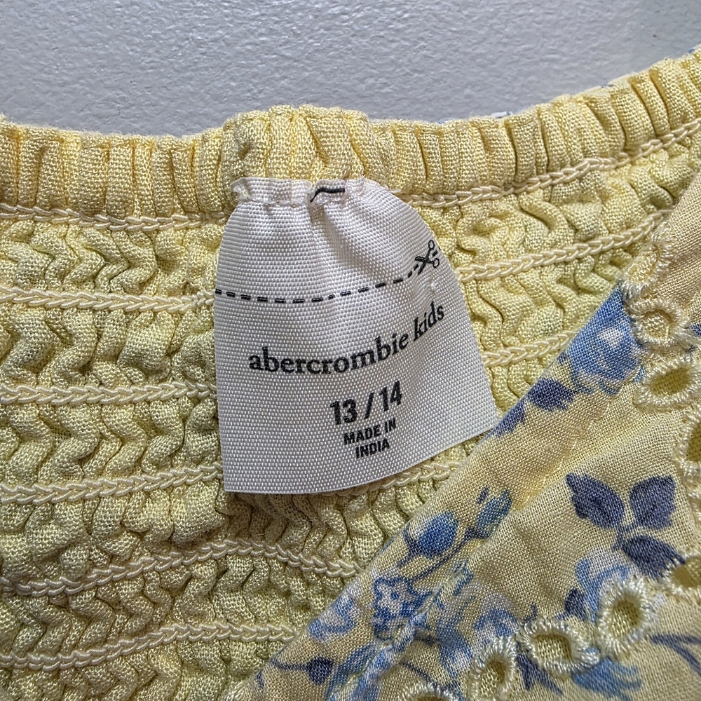 Abercrombie & Fitch Kids Ruffle Sleeve Dress Yellow & Blue Floral Size 13/14 - Picture 10 of 15